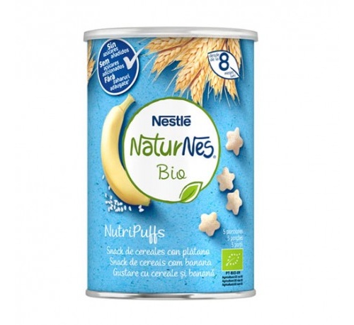 Naturnes bio nutripuffs cereales con platano (35 g)