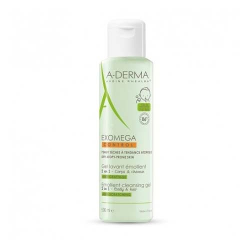 A-derma exomega control gel limpiador emoliente - 2 en 1 cuerpo y cabello (1 envase 500 ml)